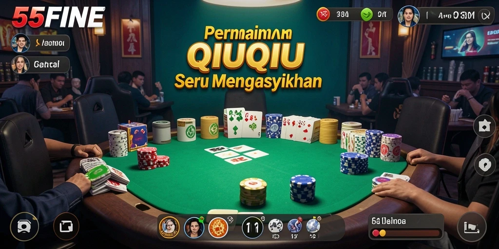 Tampilan gameplay menarik dari 55FIVE yang menjanjikan keseruan QiuQiu.