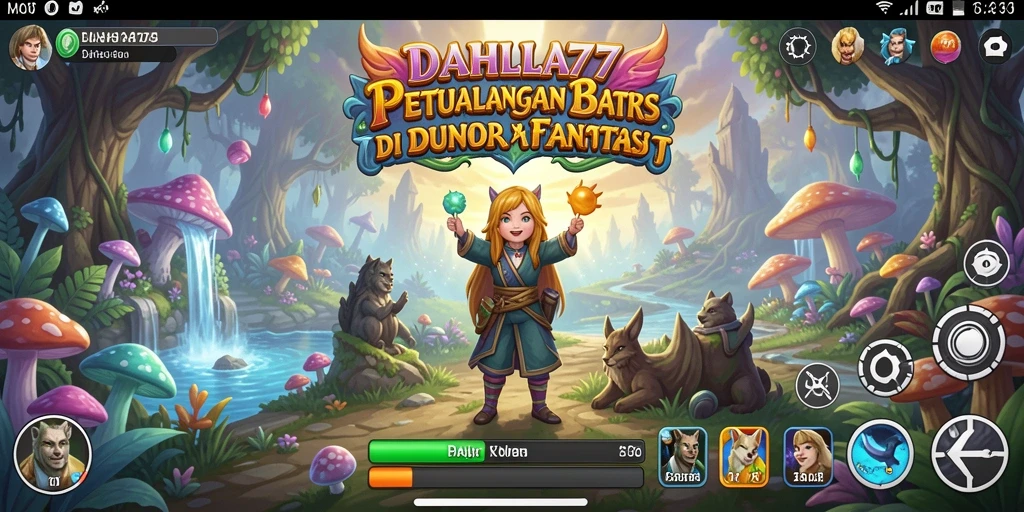 Tampilan gameplay seru dari DAHLIA77 yang menampilkan pertarungan dan eksplorasi.