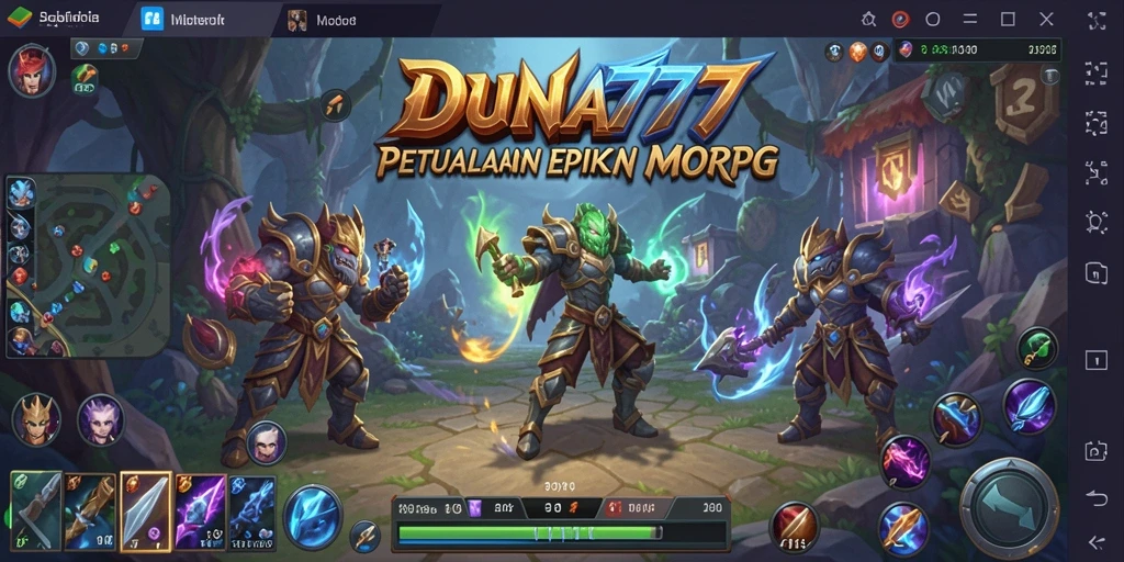 Tampilan aksi seru dalam gameplay MMORPG DUNIA777.