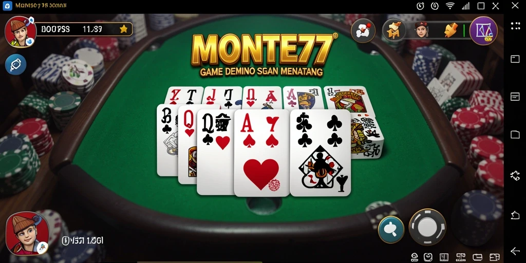 Screenshot utama MONTE77 menampilkan serunya gameplay Domino.