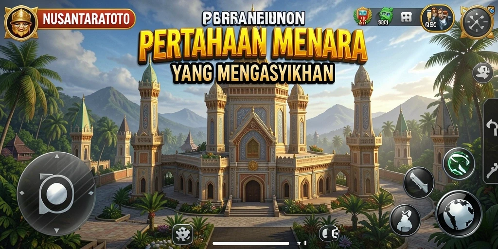 Tampilan gameplay mendebarkan dari NUSANTARATOTO dalam mode Tower Defense.